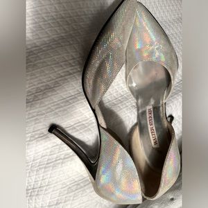 Rare Walter Steiger silver iridescent d’Orsay high heels.